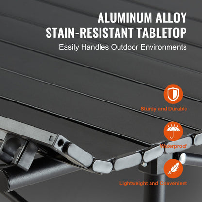 Lightweight Folding Camping Table with Storage, 1.15m x 0.55m, 100kg Capacity