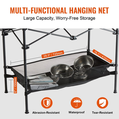 Lightweight Folding Camping Table with Storage, 1.15m x 0.55m, 100kg Capacity