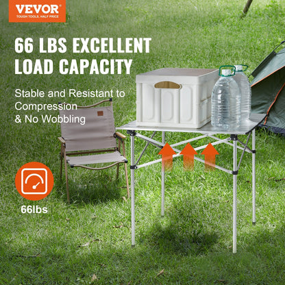 Compact Aluminum Camping Table with Carry Bag, 0.6x0.4m, 30kg Capacity, Silver