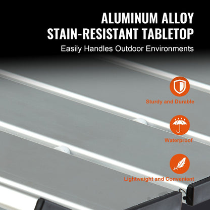 Compact Aluminum Camping Table with Carry Bag, 0.6x0.4m, 30kg Capacity, Silver