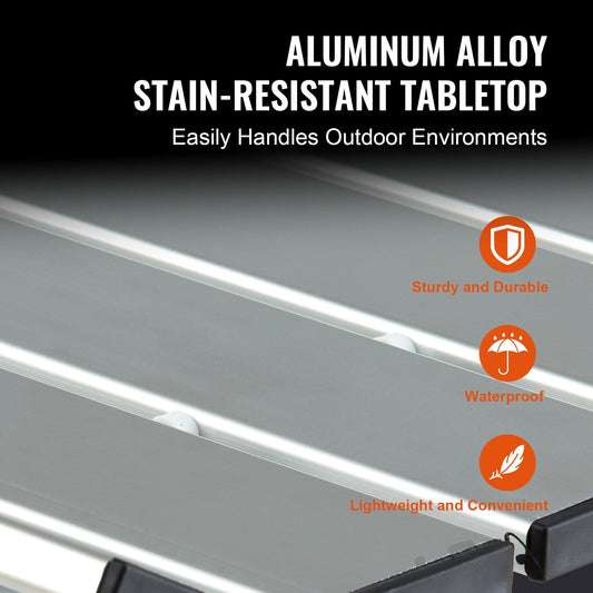 Compact Aluminum Camping Table with Carry Bag, 0.6x0.4m, 30kg Capacity, Silver