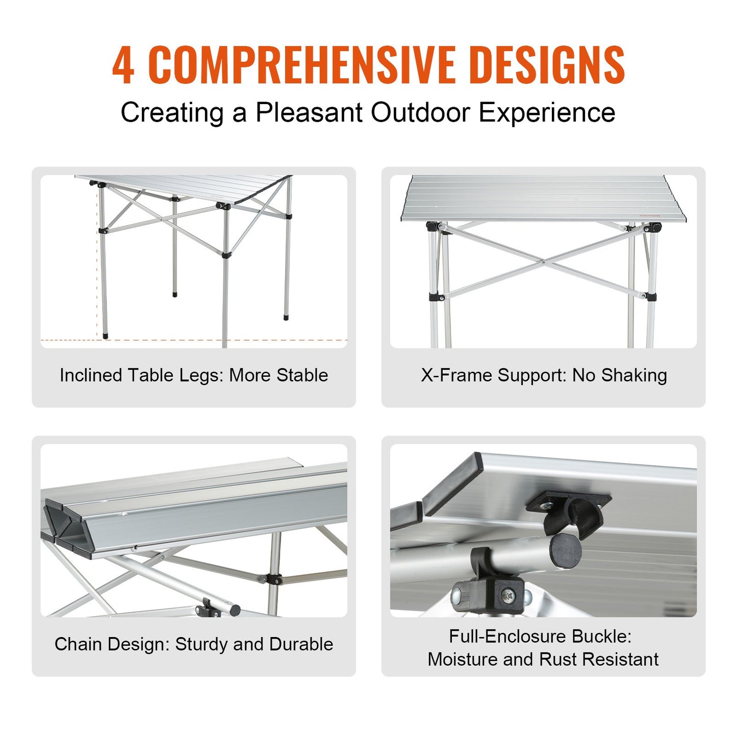 VEVOR Folding Camping Table, Outdoor Portable Side Tables, Lightweight Fold Up Table,