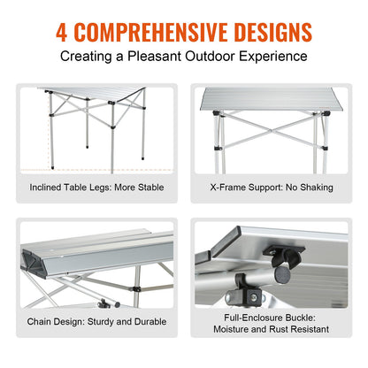 VEVOR Folding Camping Table, Outdoor Portable Side Tables, Lightweight Fold Up Table,