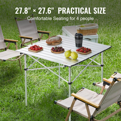 Compact Aluminum Camping Table with Carry Bag, 0.6x0.4m, 30kg Capacity, Silver