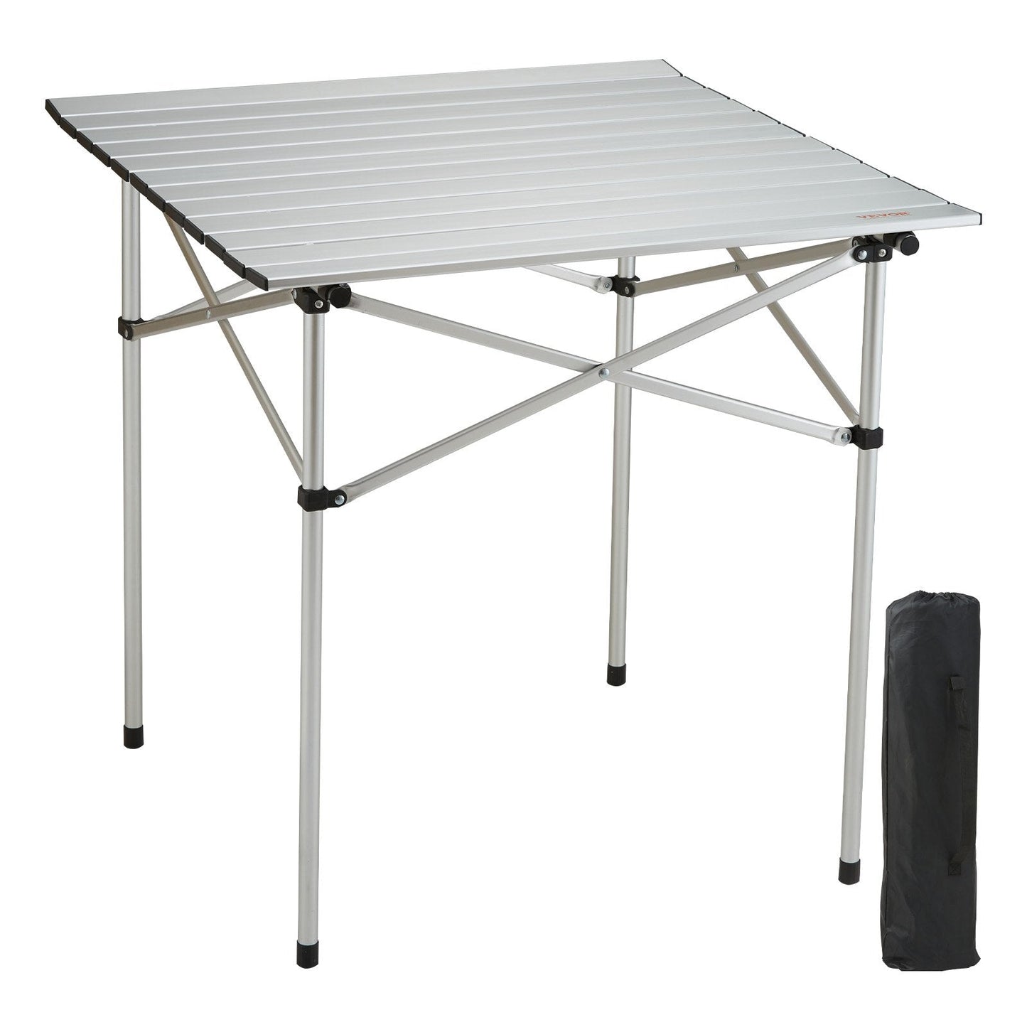 Compact Aluminum Camping Table with Carry Bag, 0.6x0.4m, 30kg Capacity, Silver