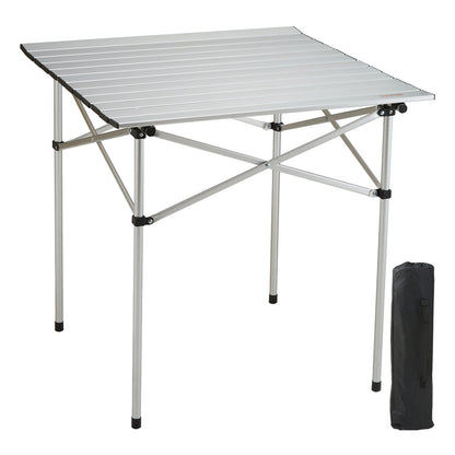 Compact Aluminum Camping Table with Carry Bag, 0.6x0.4m, 30kg Capacity, Silver
