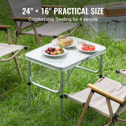 Lightweight Folding Camping Table with Adjustable Height, 0.6x0.4 M, Silver