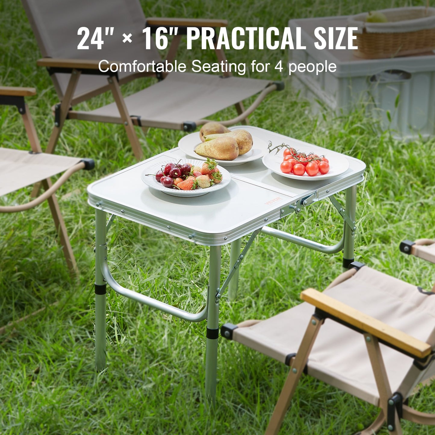 VEVOR Folding Camping Table, Adjustable Height Outdoor Portable Side Tables, Lightweight