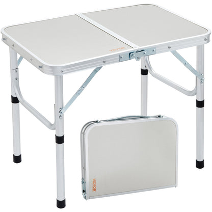 Lightweight Folding Camping Table with Adjustable Height, 0.6x0.4 M, Silver
