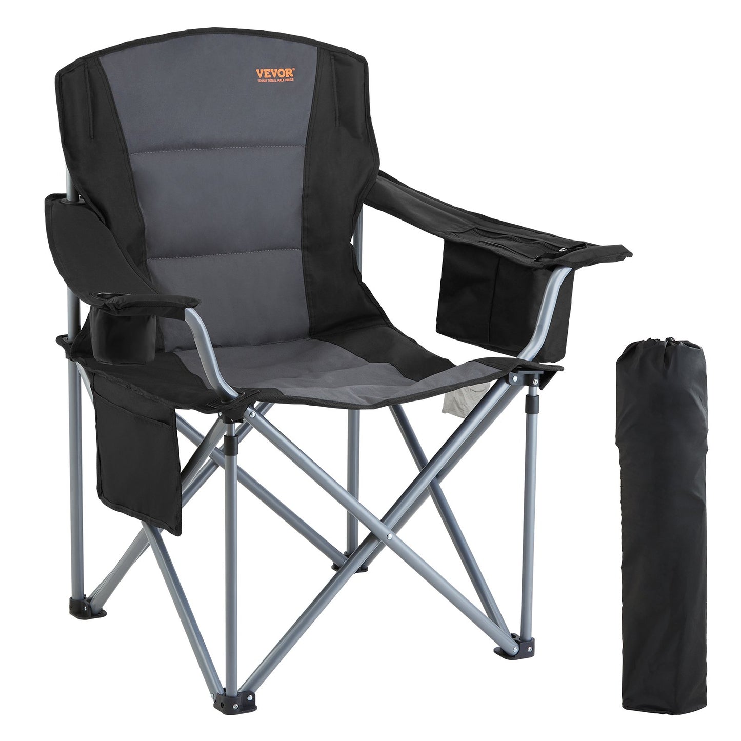 VEVOR Camping Folding Chair for Adults, Portable Heavy Duty Outdoor Quad Lumbar
