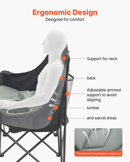 Double Camping Chair, Oversized Two Person Camp Chair with 300 kg Heavy Duty Support, with Dual Cup Holders, Wine Glass Holders, Magazine Straps, Carry Bags for Outdoor, Beach, 1 Pack