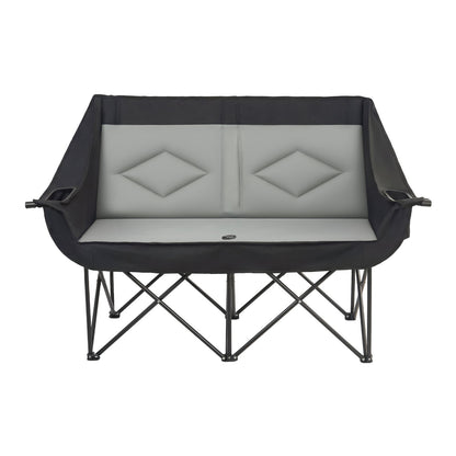 Double Camping Chair, Oversized Two Person Camp Chair with 300 kg Heavy Duty Support, with Dual Cup Holders, Wine Glass Holders, Magazine Straps, Carry Bags for Outdoor, Beach, 1 Pack