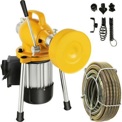 Heavy-Duty Pipe Drain Cleaner with 20m Cable & Copper Motor, 400 RPM