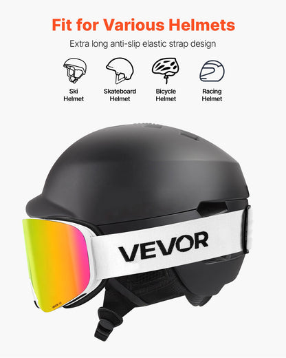 Frameless Ski Goggles, Magnet Cylindrical Lens with Pink Revo Coating, OTG Anti fog Snow Goggles for Men Women Youth, TPU Frame & Ventilation Structure, Fit for Skiing, Skating, Snowboarding
