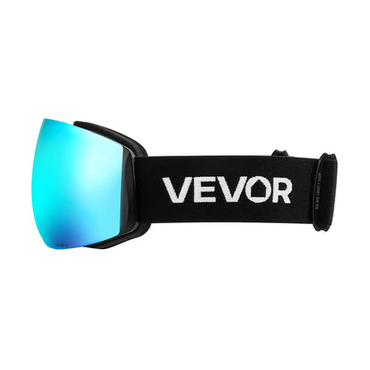 Frameless Ski Goggles, Spherical Lens with Blue Revo Coating, OTG Anti fog Snow Goggles for Men Women Youth, TPU Frame & Ventilation Structure, Suitable for Skiing, Skating, Snowboarding