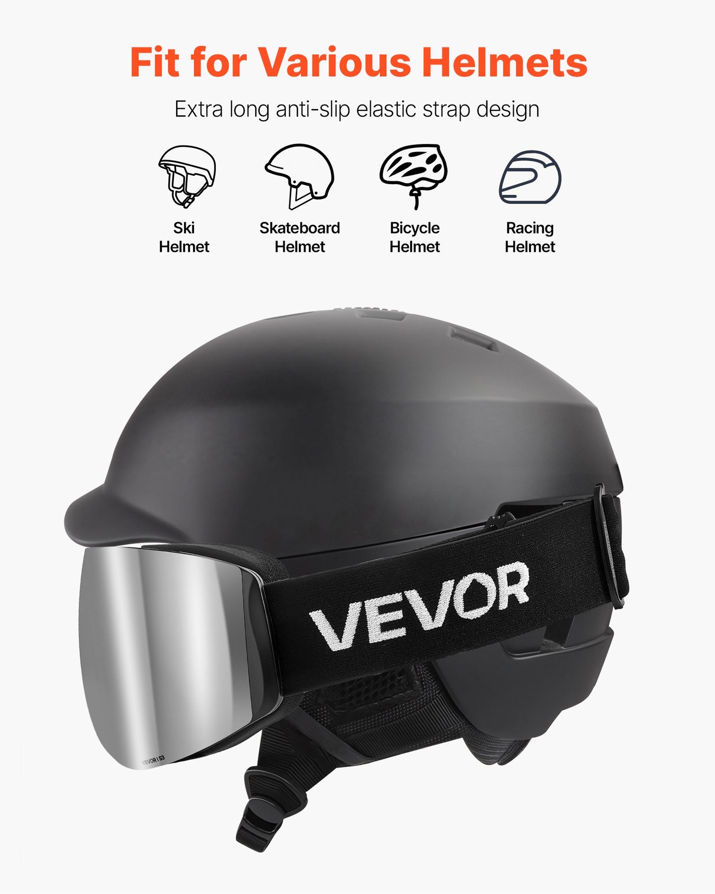 Frameless Ski Goggles, Spherical Lens with Silver Mirror Revo Coating, OTG Anti fog Snow Goggles for Men Women, TPU Frame & Ventilation Structure, Suitable for Skiing, Skating, Snowboarding