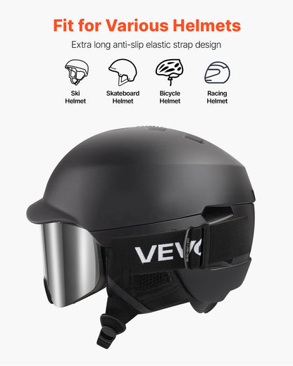 Frameless Ski Goggles, Magnet Cylindrical Lens with Silver Mirror Revo Coating, OTG Anti fog Snow Goggles for Men Women, TPU Frame & Ventilation Structure, Fit for Skiing, Skating, Snowboarding
