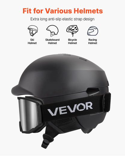 Ski Goggles, Cylindrical Lens with Silver Mirror Revo Coating, OTG Anti fog Snow Goggles for Men Women Youth, TPU Frame & Ventilation Structure, Suitable for Skiing, Skating, Snowboarding, Cycling