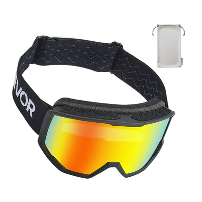 Ski Goggles, Cylindrical Lens with Orange Revo Coating, OTG Anti fog Snow Goggles for Men Women Youth, TPU Frame & Ventilation Structure, Suitable for Skiing, Skating, Snowboarding, Cycling