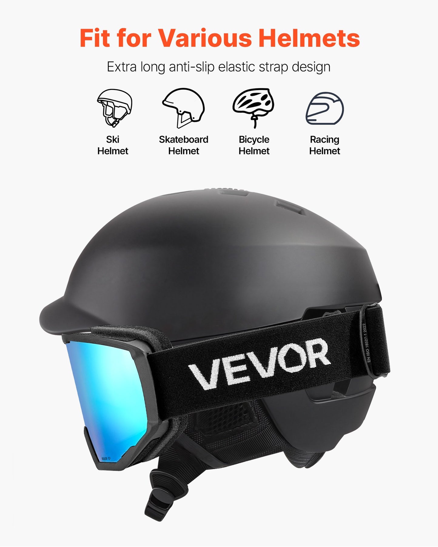 Ski Goggles, Cylindrical Lens with Ice Blue Revo Coating, OTG Anti fog Snow Goggles for Men Women Youth, TPU Frame & Ventilation Structure, Suitable for Skiing, Skating, Snowboarding, Cycling