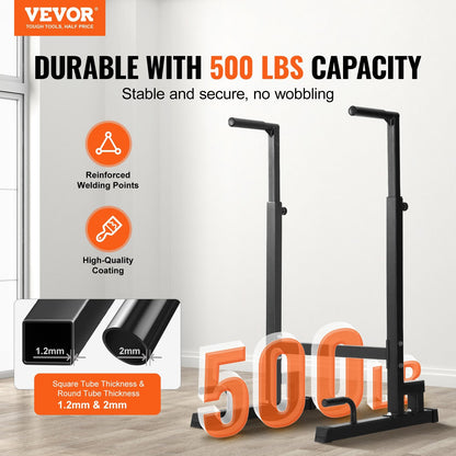 Heavy-Duty Adjustable Dip Stand, 227 kg Capacity for Home Gym Strength Training