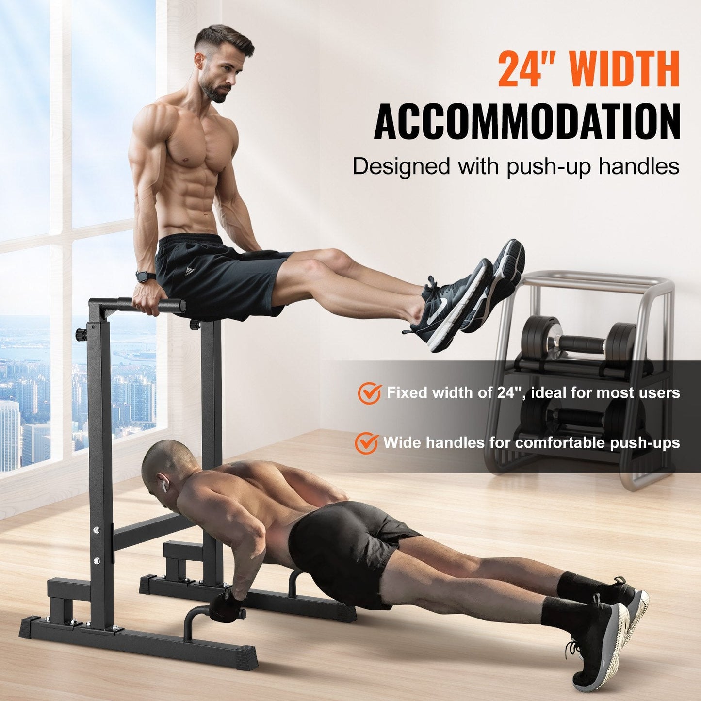 Heavy-Duty Adjustable Dip Stand, 227 kg Capacity for Home Gym Strength Training