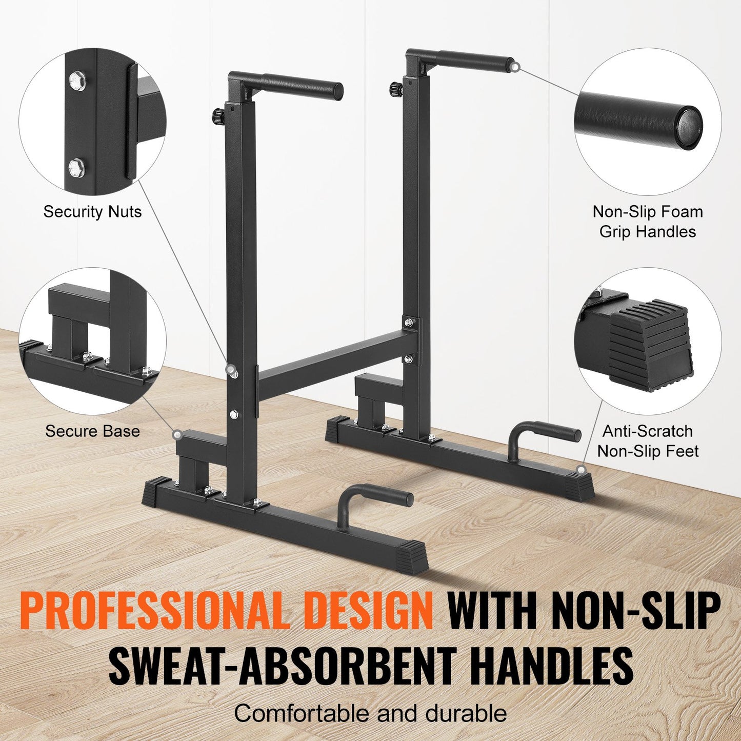 VEVOR Dip Bar, 227 kg Capacity, Heave Duty Dip Stand Station with Adjustable Height,