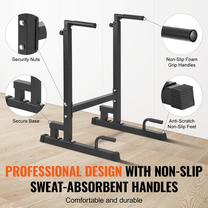 VEVOR Dip Bar, 227 kg Capacity, Heave Duty Dip Stand Station with Adjustable Height,