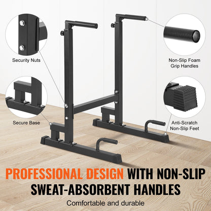 Heavy-Duty Adjustable Dip Stand, 227 kg Capacity for Home Gym Strength Training