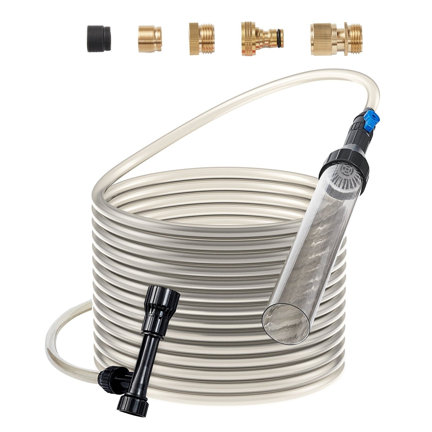 Aquarium Gravel Cleaner with 7.6 m Hose and Brass Adapters for Fish Tanks