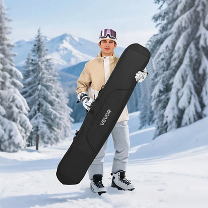 Snowboard Bag, Up to 65 in/165 cm, Padded Skis & Snowboards Bag for Air Travel, 600D Waterproof Oxford Fabric, with Adjustable Inner Straps, for Skis Poles Goggles Gloves Helmet Boots (Black)