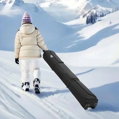 Ski Roller Bag, Up to 74.8 in/190 cm, Padded Snowboard Bag with Wheels for Air Travel, 600D Waterproof Oxford Fabric, with Adjustable Straps, for Skis Poles Goggles Gloves Helmet Boots (Black)