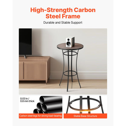 Outdoor Round Bar Table, 60 cm Counter Bar Height Bistro Table, Patio Dining Tables with Easy-to-Clean Top & Sturdy Metal Frame, Indoor High Top Pub Tables for Small Places, Kitchen