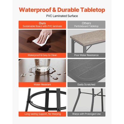 Outdoor Round Bar Table, 60 cm Counter Bar Height Bistro Table, Patio Dining Tables with Easy-to-Clean Top & Sturdy Metal Frame, Indoor High Top Pub Tables for Small Places, Kitchen