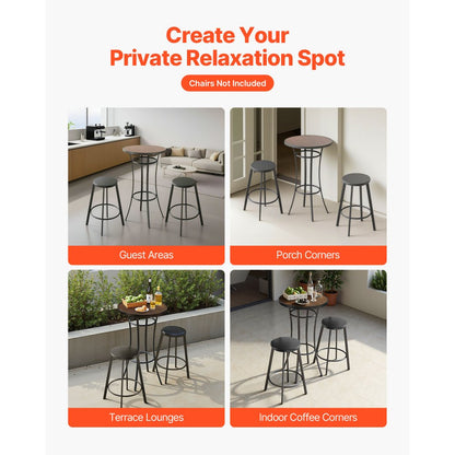 Outdoor Round Bar Table, 60 cm Counter Bar Height Bistro Table, Patio Dining Tables with Easy-to-Clean Top & Sturdy Metal Frame, Indoor High Top Pub Tables for Small Places, Kitchen