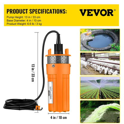 24V DC Solar Submersible Pump for Deep Water Wells, 70m Max Head, 6L/min Flow