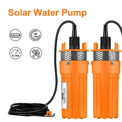 24V DC Solar Submersible Pump for Deep Water Wells, 70m Max Head, 6L/min Flow