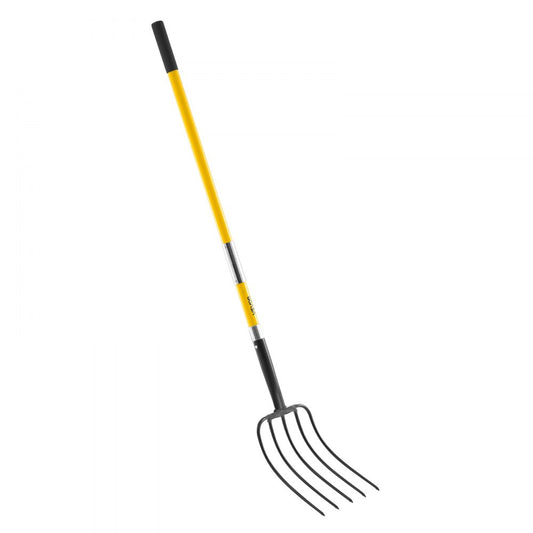 VEVOR 5 Tines Garden Fork Fiberglass Handle 57 in Spading Pitchfork Heavy Duty