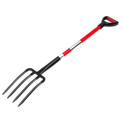 VEVOR 4 Tines Garden Fork Fiberglass Handle 45 in Spading Pitchfork Heavy Duty