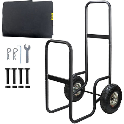 Heavy-Duty Firewood Cart with Wheels, 100 kg Capacity, Includes Tarp and Rope