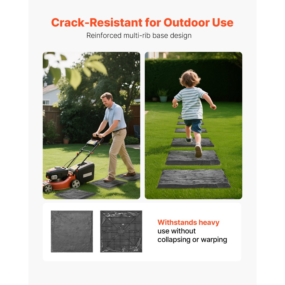 Decorative Stepping Stones 4Pcs 39.5x39.5 cm Lawn Walkway Pavers Grey