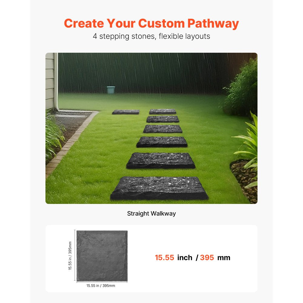Decorative Stepping Stones 4Pcs 39.5x39.5 cm Lawn Walkway Pavers Grey