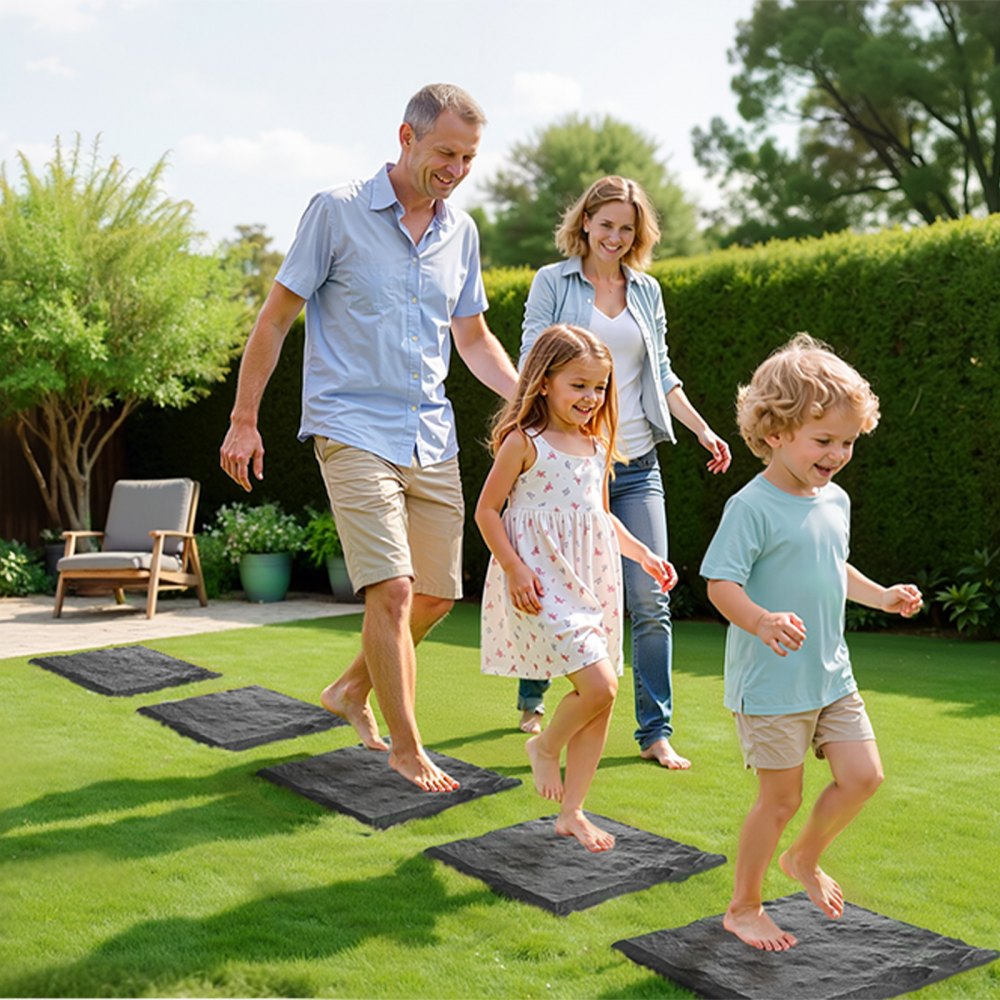 Decorative Stepping Stones 4Pcs 39.5x39.5 cm Lawn Walkway Pavers Grey