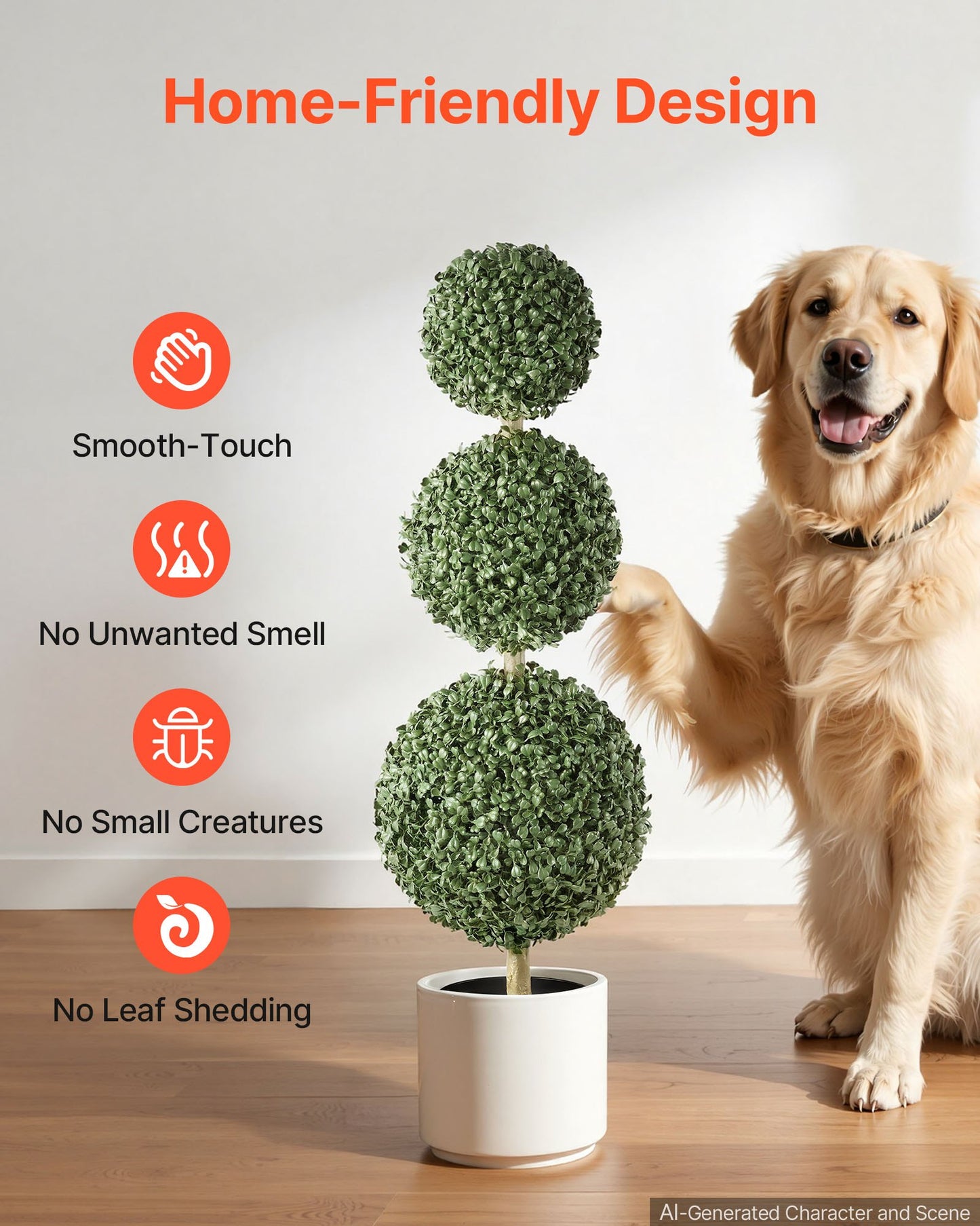 Artificial Boxwood Topiary Triple Ball 914 mm Set of 2 Greenery Decor, Premium PE Fake Trees, Year-Round Indoor & Outdoor Faux Green Plant for Front Door, Entryway, Porch, Balcony, Patio, Garden