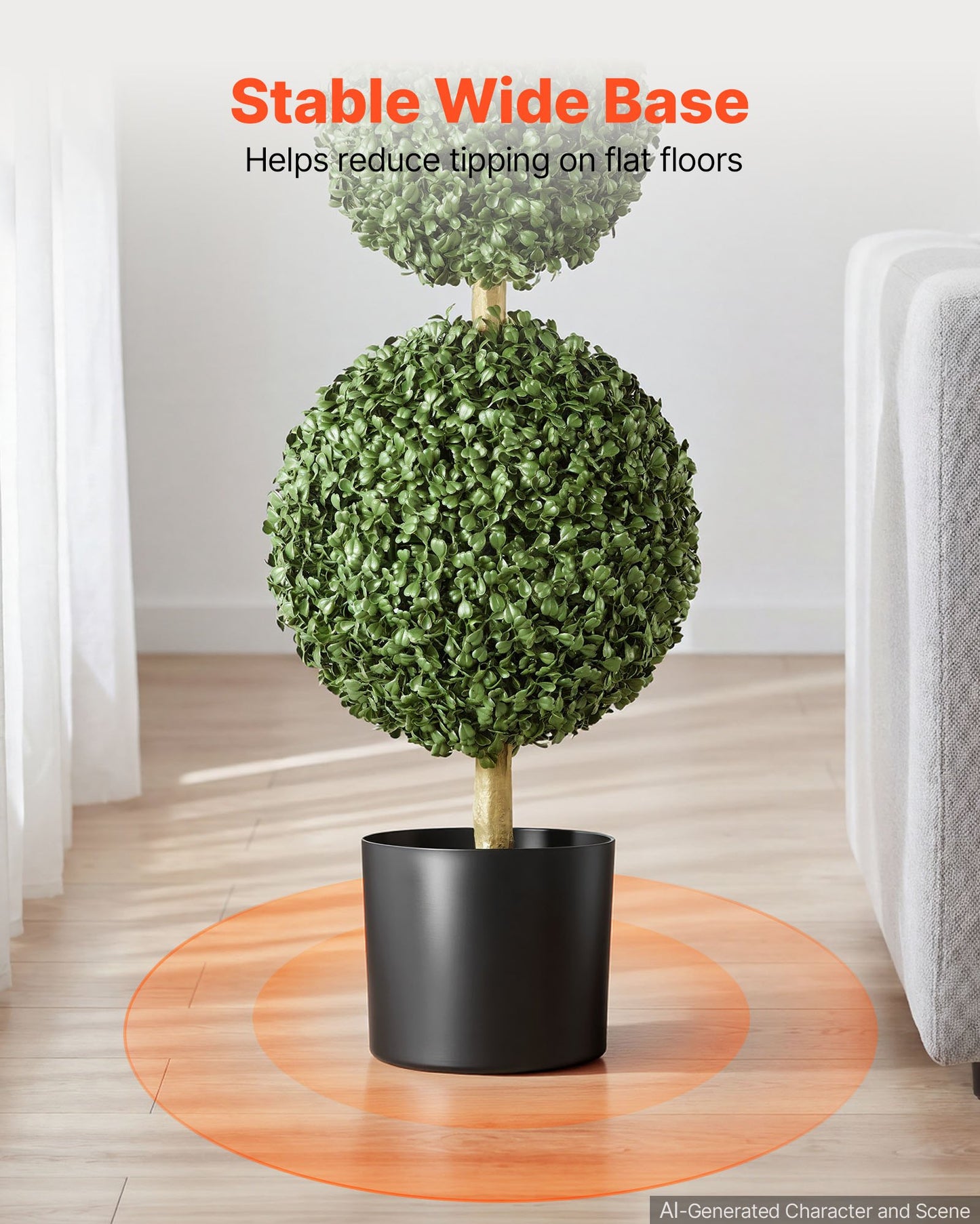 Artificial Boxwood Topiary Triple Ball 914 mm Set of 2 Greenery Decor, Premium PE Fake Trees, Year-Round Indoor & Outdoor Faux Green Plant for Front Door, Entryway, Porch, Balcony, Patio, Garden
