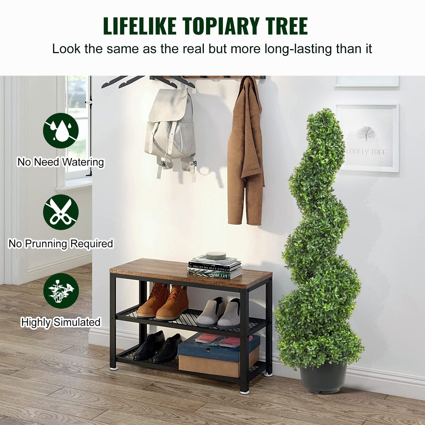 VEVOR Artificial Topiaries Boxwood Trees, 7.6cm Tall (2 Pieces) Faux Topiary Plant