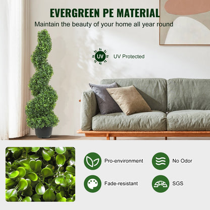 Pair of 0.076m Tall Artificial Boxwood Topiary Trees for Indoor/Outdoor Decor
