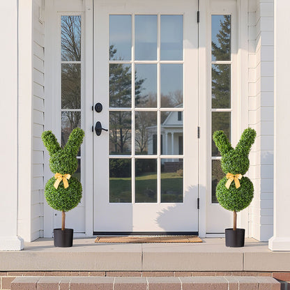 Artificial Topiary Bunny-Shape Boxwood Ball, 2 Set 914mm Faux Boxwood Plant Balls, Fake Silk Tree Look Real, Easy Assembly for Decor Front Porch Outdoor Patio Garden Balcony Backyard Indoor