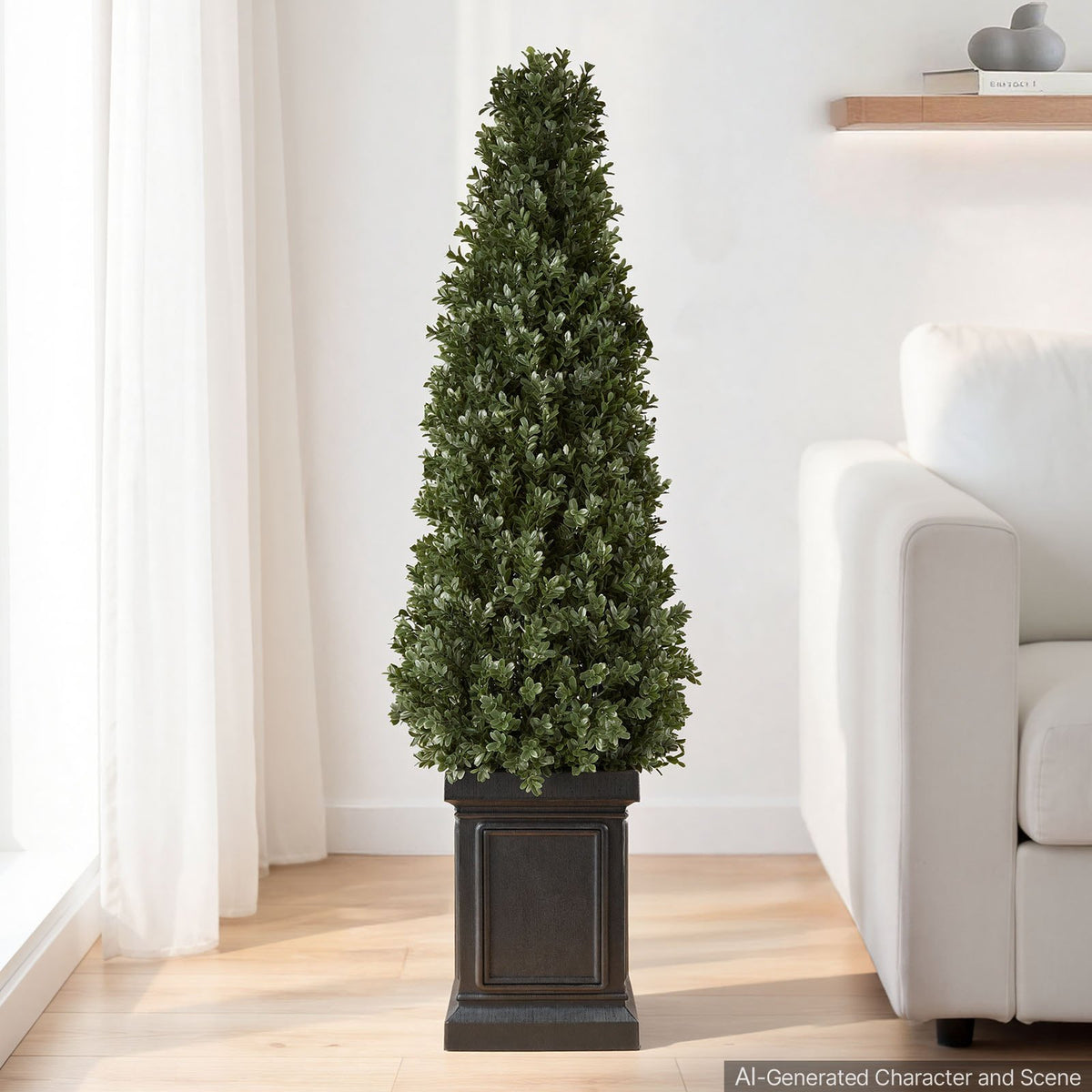Artificial Boxwood Topiary 1000 mm Set of 2 with Sturdy Pot Greenery, Premium PE Fake Trees, Year-Round Indoor & Outdoor Faux Green Plant for Front Door, Entryway, Porch, Balcony, Patio, Garden