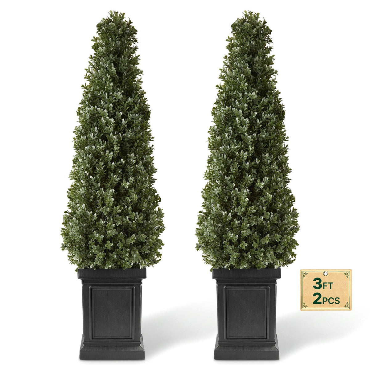 Artificial Boxwood Topiary 1000 mm Set of 2 with Sturdy Pot Greenery, Premium PE Fake Trees, Year-Round Indoor & Outdoor Faux Green Plant for Front Door, Entryway, Porch, Balcony, Patio, Garden